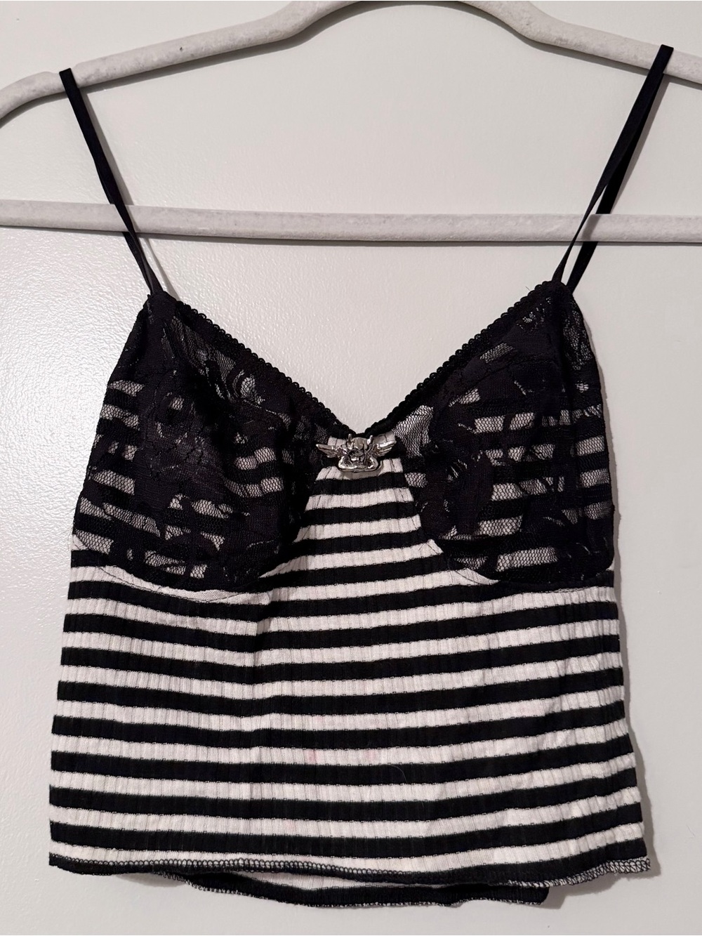 Boys Lie Black and White Striped Lace Cami